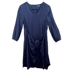 Womens‎ J McLaughlin Navy Blue Tie Front Draped Knee Length Dress Size Small